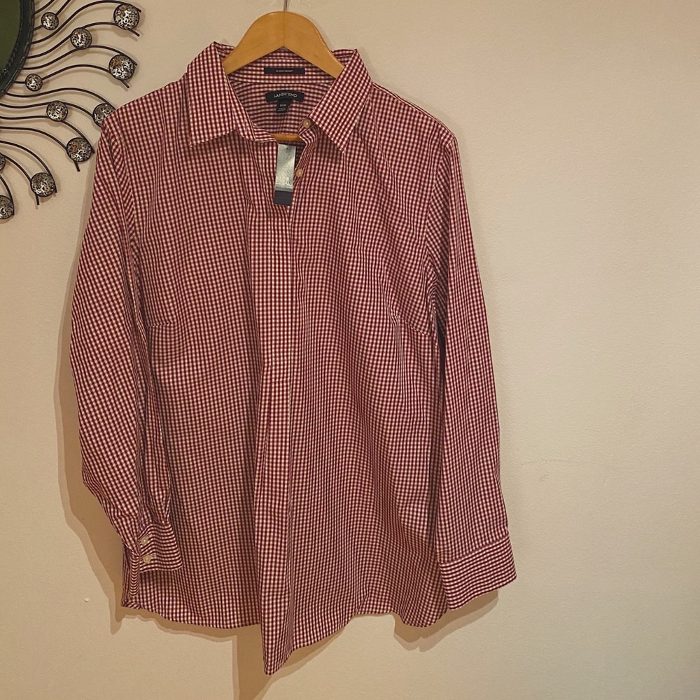 Lands End checkered button down shirt.
